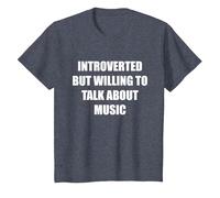 Introverti mais prêt à Parler de Musique T-Shirt, Enfant, Bleu Chiné, 4 Ans