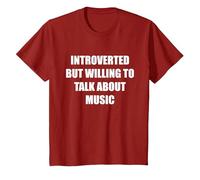 Introverti mais prêt à Parler de Musique T-Shirt, Enfant, Canneberge, 3 Ans