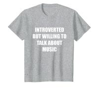 Introverti mais prêt à Parler de Musique T-Shirt, Enfant, Gris Chiné, 4 Ans
