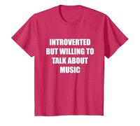 Introverti mais prêt à Parler de Musique T-Shirt, Enfant, Rouge chiné, 10 Ans