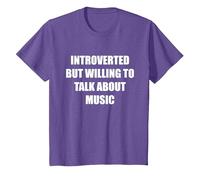 Introverti mais prêt à Parler de Musique T-Shirt, Enfant, Violet chiné, 4 Ans