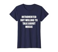 Introverti mais prêt à Parler de Musique T-Shirt, Femme, Bleu Marine, XXL