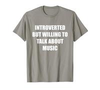 Introverti mais prêt à Parler de Musique T-Shirt, Homme, Ardoise, M