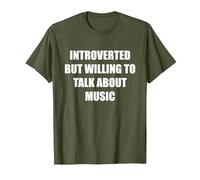 Introverti mais prêt à Parler de Musique T-Shirt, Homme, Olive, 3XL