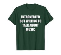 Introverti mais prêt à Parler de Musique T-Shirt, Homme, Vert Forêt, XL
