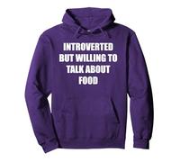 Introverti mais prêt à Parler de Nourriture Sweat à Capuche, Unisexe pour Adultes, Violet, XXL