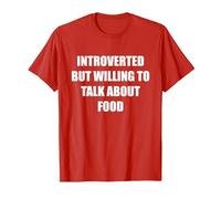 Introverti mais prêt à Parler de Nourriture T-Shirt, Homme, Rouge, XL