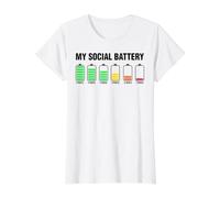 Introverti Mignon Ma Batterie Sociale T-Shirt Graphique avec Valeur, Femme, Blanc, XL