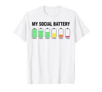 Introverti Mignon Ma Batterie Sociale T-Shirt Graphique avec Valeur, Homme, Blanc, M