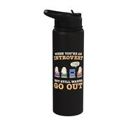 Introverti Shy Antisocial Horror Story Citation Kawaii Ghost Stainless Steel Insulated Water Bottle