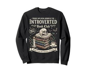 Introverti Vintage Book Club Skull & Books Gothic Halloween Sweatshirt