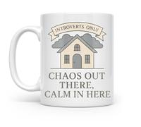 Introvertis Seulement. Chaos Dehors, Calme Ici. Design Mug À Café Pratiques Tasses À Thé Mignonne Tasse Pour L'École Travail Espresso 330Ml