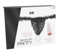 INTT RELEASES - CULOTTE BRÉSILIENNE NOIRE AVEC PERLES ET GEL LUBRIFIANT 50 ML