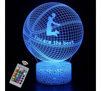 INTUPGD Basketball Veilleuse enfants, basket ball 3D Lampe 16 Couleurs Changeantes à intensité variable, Cadeau d'anniversaire de Noël pour Garçons ou Filles