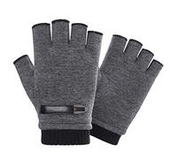 INTVN Homme Gants Sans Doigts 1 Paires Hiver Chaud Tricot Gants Unisexe Gants Tricoté Demi-Doigts Mitaines Gris (Taille: L)