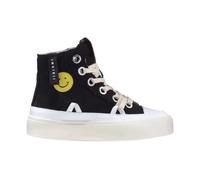 Inuikii - Baskets Distressed Matilda Noir avec Imprimé Smiley & Cœur - Femme - Chaussures - Noir - Taille: 38 EU