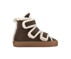 Inuikii - Botte compensée en shearling à scratchs - Femme - Chaussures - Brun - Taille: 36 EU