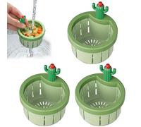 INUIYBU 3pcs Cactus Kitchen Sink Drain Strainer, Récupérateur de Nourriture pour Évier de Cuisine, Bouchon Évier Cuisine en Polypropylène (PP), Vert, Moulé, Anti Clogging