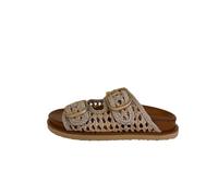 Inuovo - Pantoufles tressées bicolore avec double boucle, sandales confort, crème, 36 EU