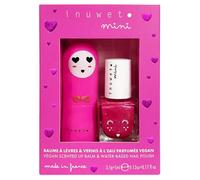 Inuwet Mini Coffret Baume à Lèvres 3,5 Grammes Cerise + Vernis Parfumé à l'Eau 5 ML Fraise