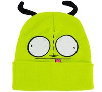 Invader Zim Bonnet d'hiver en Tricot avec Manchette et Oreilles 3D, Vert, Taille Unique, Vert, Taille Unique