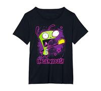 Invader Zim Ingenious Taco Gir Y2K Cartoon T-Shirt, Femme Grandes Tailles, Noir, 1X