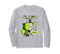 Invader Zim Irken Robot Gir Neon Green Manche Longue