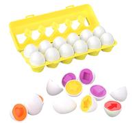 Invasye 12 pcs Jouets D'oeufs Correspondant Puzzle, Couleur et Forme Reconnaissance Trieur Puzzle, Oeuf Jouet Paques, Montessori Oeufs Éducatifs Géométrique Jouets, Cadeau pour Garçons Filles