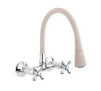 Invena Roma mitigeur de cuisine murale chrome-beige BC-24-E3S