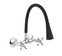 Invena Roma mitigeur de cuisine murale chrome-noir BC-24-E4S