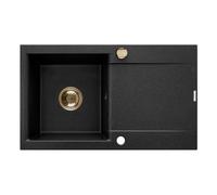 Invena Tesalia évier en granit 76x44 cm noir AZ-01-Z43