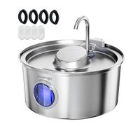Invengo MeowFlow B40P Fontaine à Eau pour Chat 3,2 L en Acier Inoxydable, 2 Modes d’écoulement, côtés Anti-éclaboussures, 4 filtres de Rechange Inclus - Convient aux Chats et Petits Chiens
