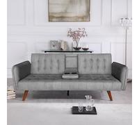 Inverness canapé 3 places convertible en velours avec tablette centrale rabattab