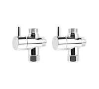 Inverseur De Douche Robinet de salle bains avec interrupteur à 3 voies, adaptateur Valve 1/2, connecteur dérivation douche, séparateur buse pulvérisation mélangeur d'eau 5 pièces(2PCS)