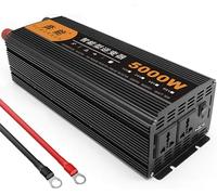 Inverseur d'énergie à onde sinusoïdale pure 5000 W 6000 W 8000 W 9000 W 12 000 W 15 000 W DC 12 V 24 V 48 V A 220 V AC Transformateur solaire avec écran LCD et USB et 2 sorties CA pour camping, 24 V