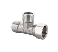 Inverseur Douche Adaptateur de vanne de dérivation de toilettes en acier inoxydable G1/2" en T for baignoire, bidet, douchette, 4 points, 3 voies(Silver 5)