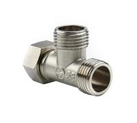 Inverseur Douche Adaptateur en T for vanne de dérivation de toilettes, en cuivre, G1/2", for baignoire, bidet, douchette, 4 points, 3 voies