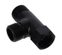 Inverseur Douche Vanne de dérivation de bras de douche en laiton massif 3 voies G1/2" en forme de T, connecteur adaptateur de tuyau noir mat
