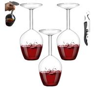Inverted Flip Tall Wine Glass,Unique Creative Upside Down Red Wine Glasses,Elegant Long Stem Inverted Cups,Rotating Rolling Un-Spillable Wines Glasses,Fun Gifts for Wine Lover (3)