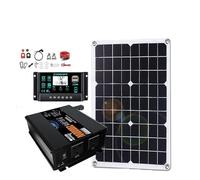 Inverter Convertisseur Ensemble Complet De Système Solaire 20000W 500W Panneau 100A Onduleur (2 Prises) 12V/24V 110V/220V pour Maison Et Camping(220V Solar kit)