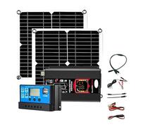 Inverter Convertisseur Ensemble Complet Onduleur Domestique 6000W 220v 30A Contrôleur 200W Panneau Solaire Générateur Photovoltaïque Portable Kit Camping Voiture(220V Black)
