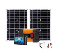 Inverter Convertisseur Kit Solaire Complet 2x300W Onduleur 6000w 220v Système d'alimentation Portable Extérieur Contrôleur Solar30A Voiture Camping RV(110V Yellow)