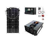 Inverter Convertisseur Peak - Kit Système Solaire Panneau 12V/24V À 110V 220V Onduleur 1600W Puissance Nominale 100A Contrôleur Complet Maison Portable(220V Solar Set)