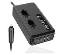 Inverter Convertisseur Transformateur Tension USB 200W Puissance 12V DC 110V/220V AC Clip Batterie Conversion Onduleur Portable Monté sur Voiture(CX200W-110V-BR)