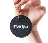 Invertika Porte-clés rond unisexe Pizzika - 100 % simili cuir avec imprimé Pôle Queen, Rond noir, Taille Unique
