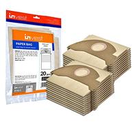 Invest - Lot de 20 sacs d'aspirateur de rechange, sacs filtrants compatibles avec Kärcher : 2501, 2501 TE, 2601 Plus, 3001, 3001 Hot, 3001 Plus, 6.904-143, Mighty Vac 2000+, SE 2001, SE 3001 - Marron