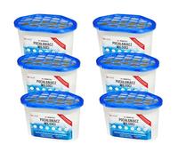 Invest Lot de 6 déshumidificateurs avec 230 g de recharge, déshumidificateurs en granulés pour cuisine, salle de bain, camping-car, sans électricité, absorbant l'humidité, protection contre les