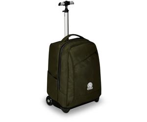Invicta Chariot d'école Bénin Solid, vert militaire, 2 en 1, avec bretelles à usage sac à dos, poche porte-bouteille et porte-ordinateur portable, école et voyage, garçons, vert, Taglia unica,