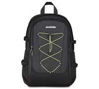 Invicta Sac à dos de bureau Act Plus City, noir, double compartiment avec poche PC 14", poche gourde, poche avec organisateur, ceinture de taille, rubans poitrine et réglage du volume, 29 L, sac à dos