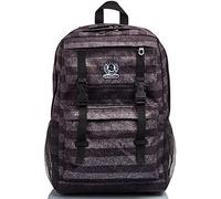 Invicta Sac à Dos, Stripes Sac à Dos Scolaire Rembourré, Sac à Livres, Taille Unique Filles et Garçons, , pour L'École, le Sport & les Loisirs, Pochette pour Ordinateur Portable, Noir/Gris